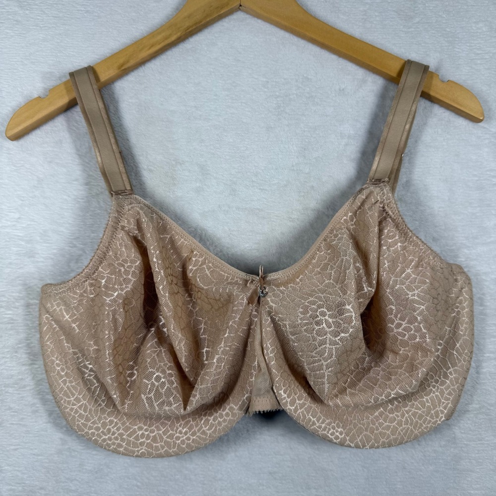 Chantelle C18910 Nude Floral Lace Unlined Underwire Bra 36J US 36GG UK